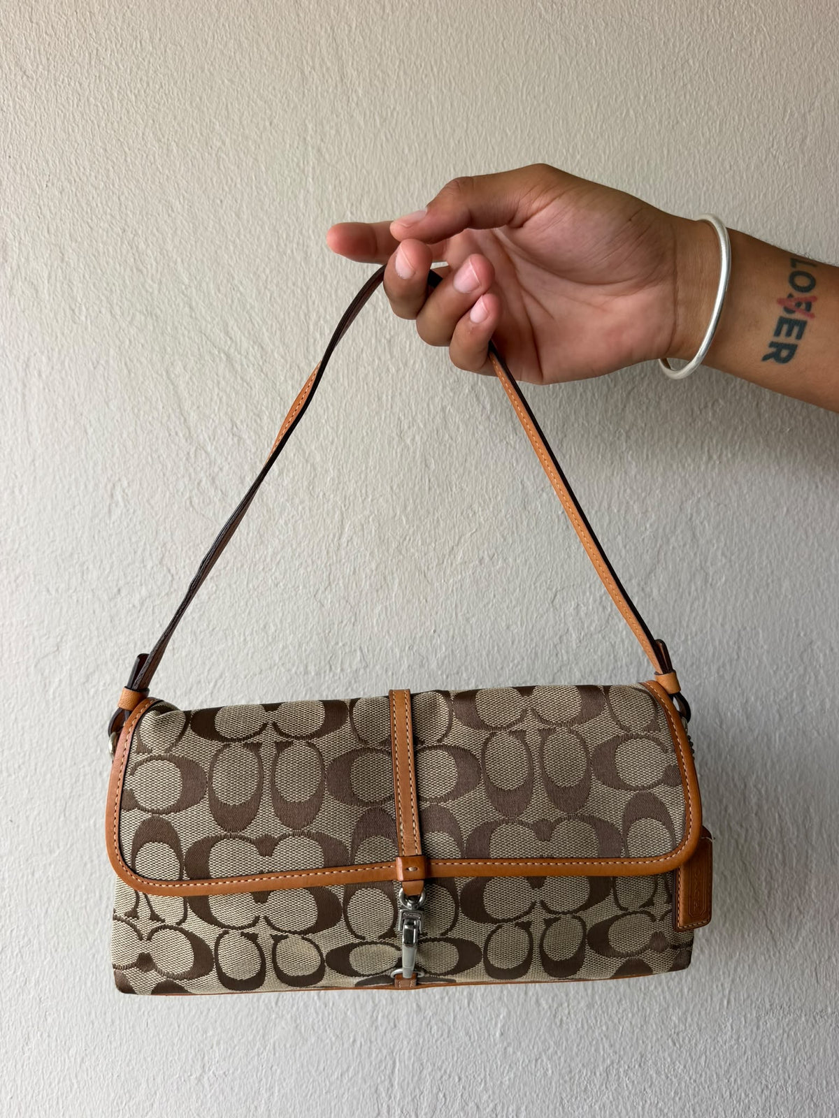 Tan Trim Signature Coach Flap Bag