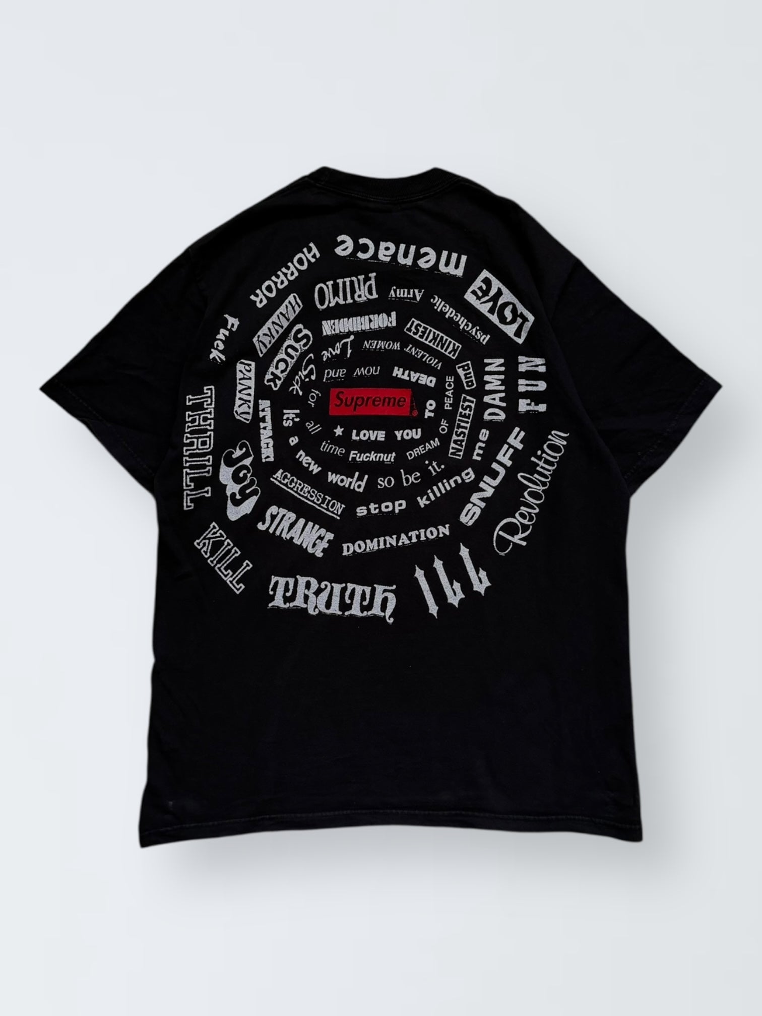 Vintage Supreme T-shirt – Spiral Text Back Print