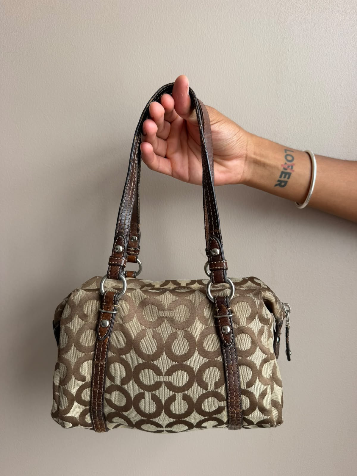 Brown Signature Coach Satchel Bag
