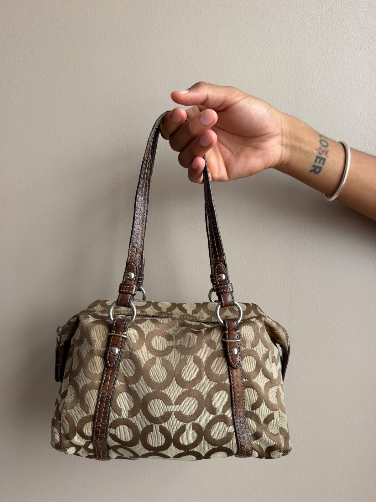 Brown Signature Coach Satchel Bag
