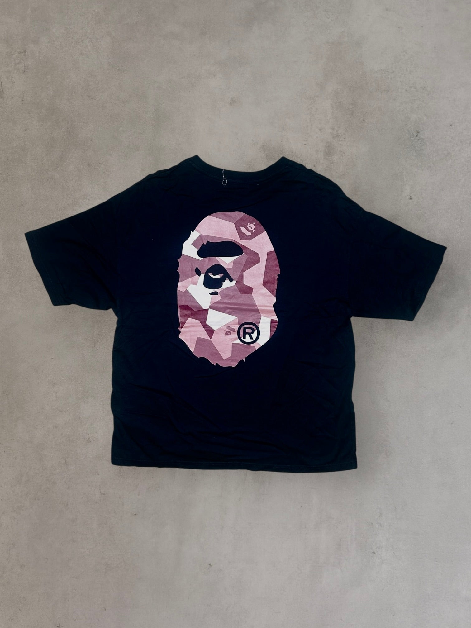 A Bathing Ape T-shirt – Pink Camo Ape Head Double-Sided Print
