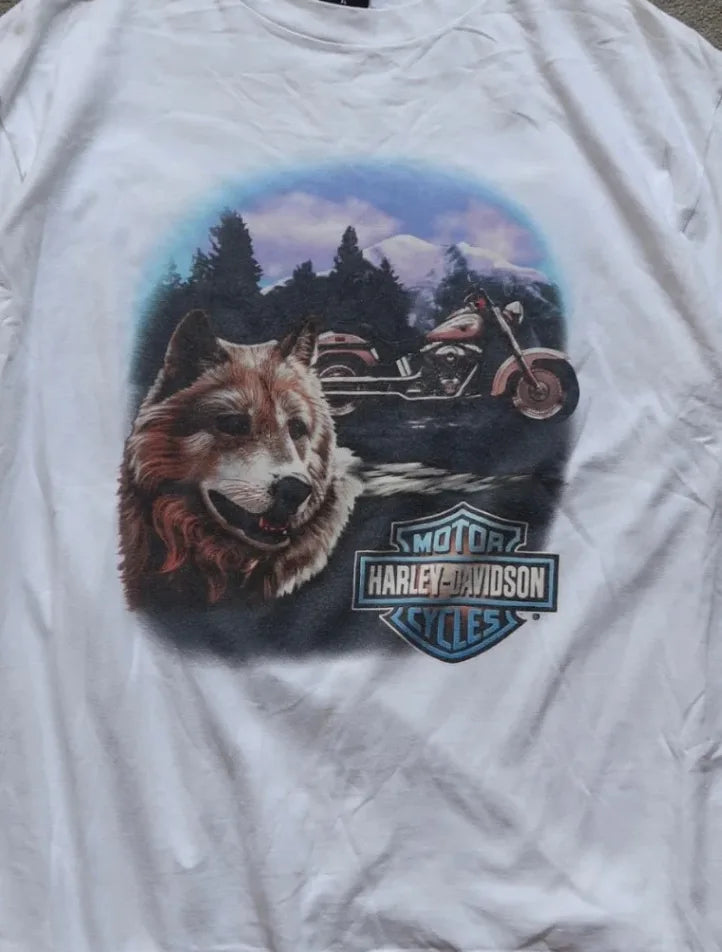 White Harley-davidson 00' De T-shirt - XL