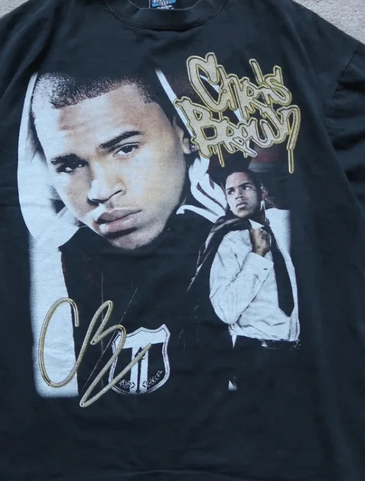 Black Graphic Chris Brown T-shirt - L