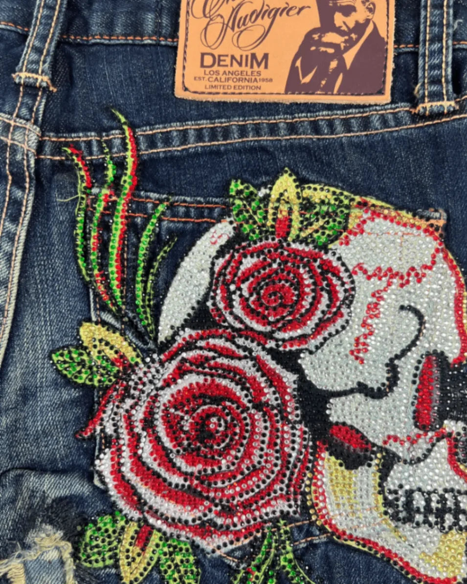 Vintage Blue Ed Hardy Embroided Pants - 26W32L
