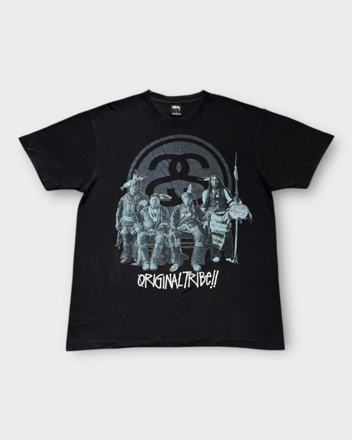 Vintage Black Stussy Original Tribe T-shirt - L