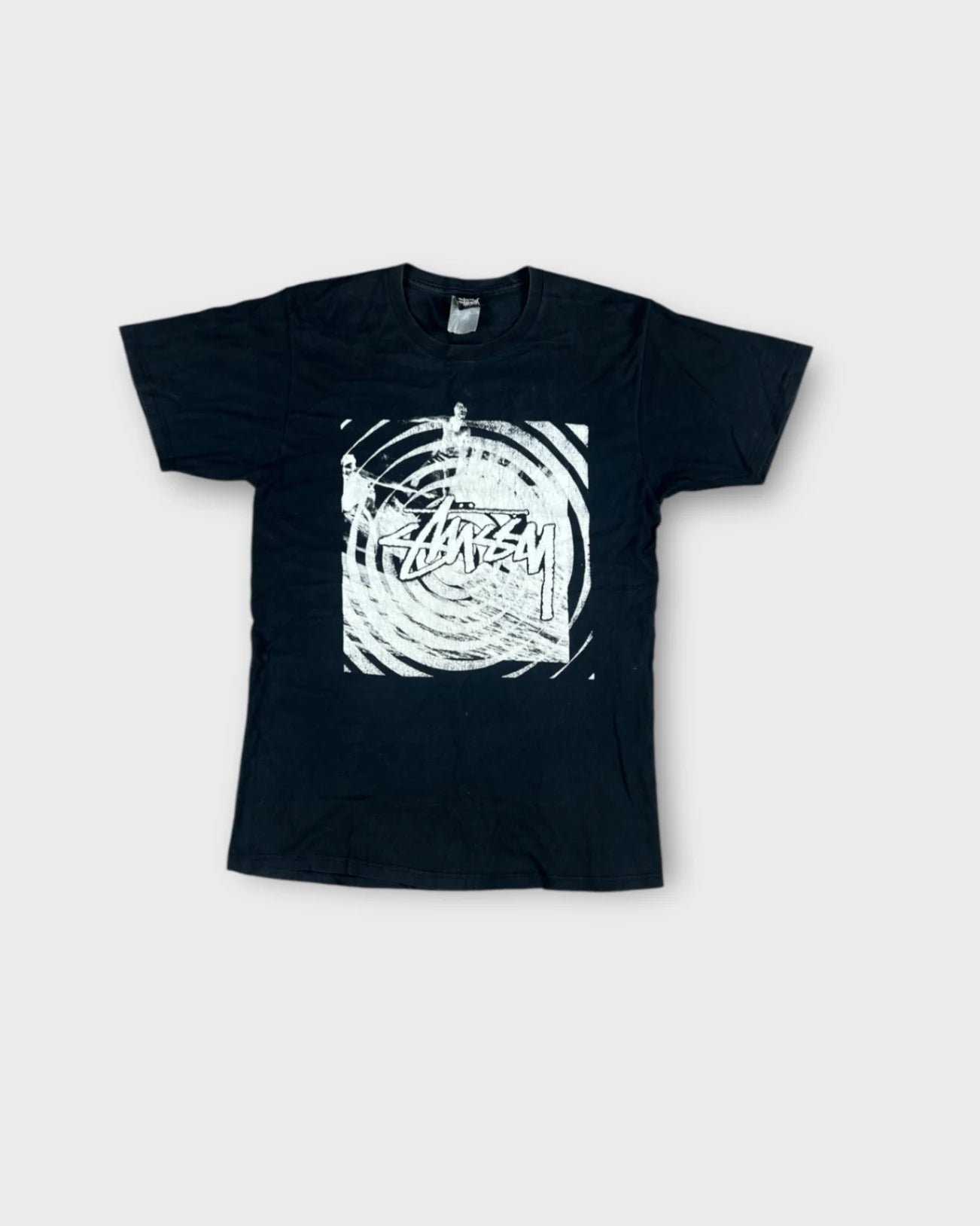 Vintage Black Stüssy Swirl T-shirt - M