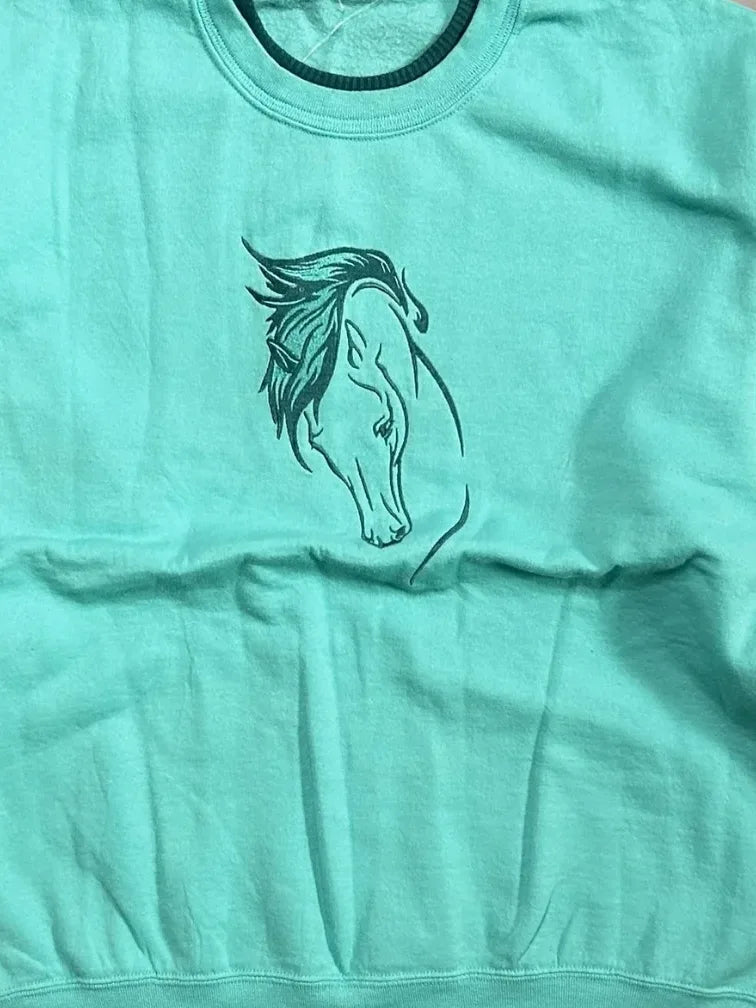 Horse Embroided Sweatshirt - M