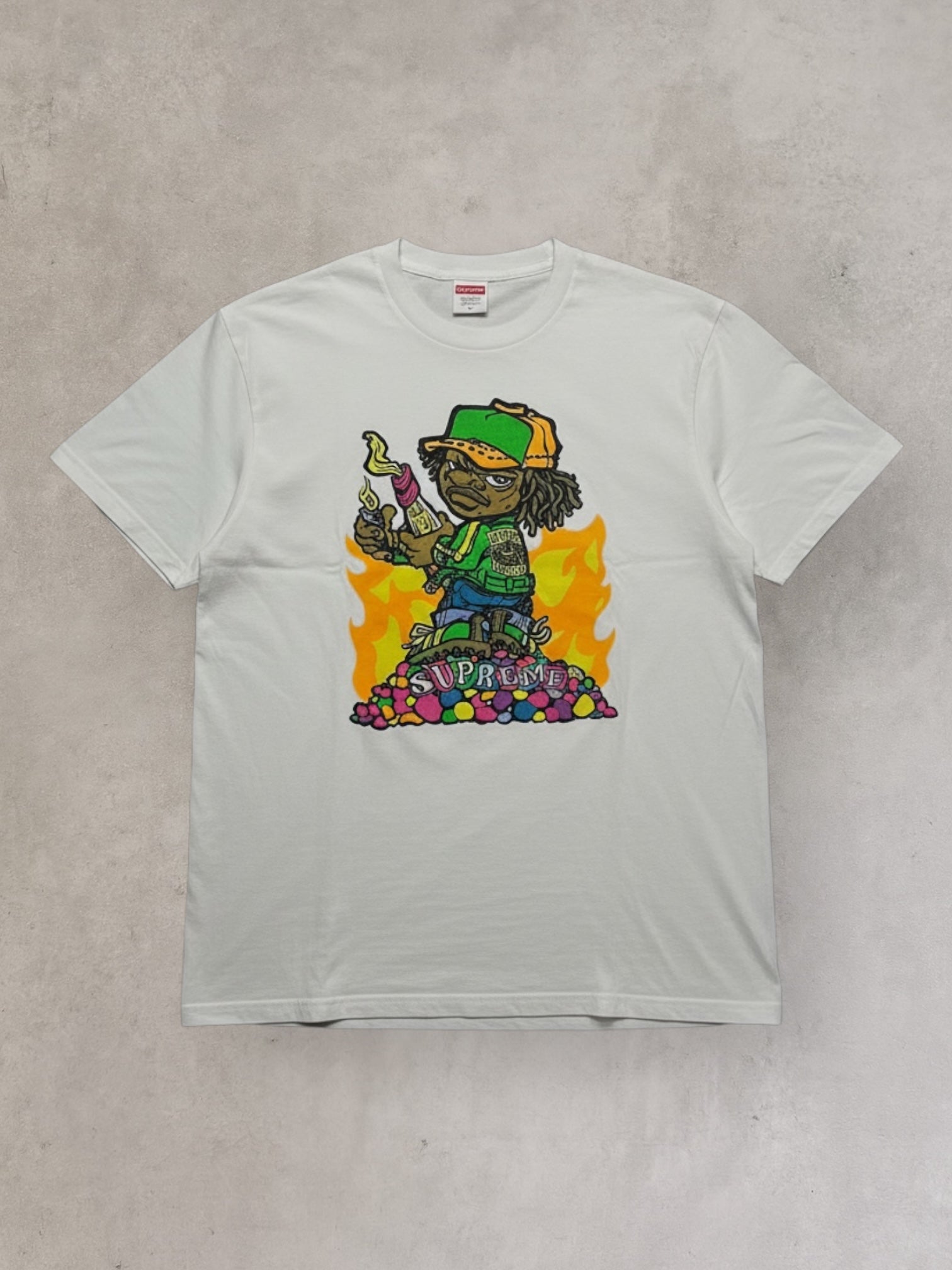 Supreme T-shirt – Cartoon Flame Rider Graphic