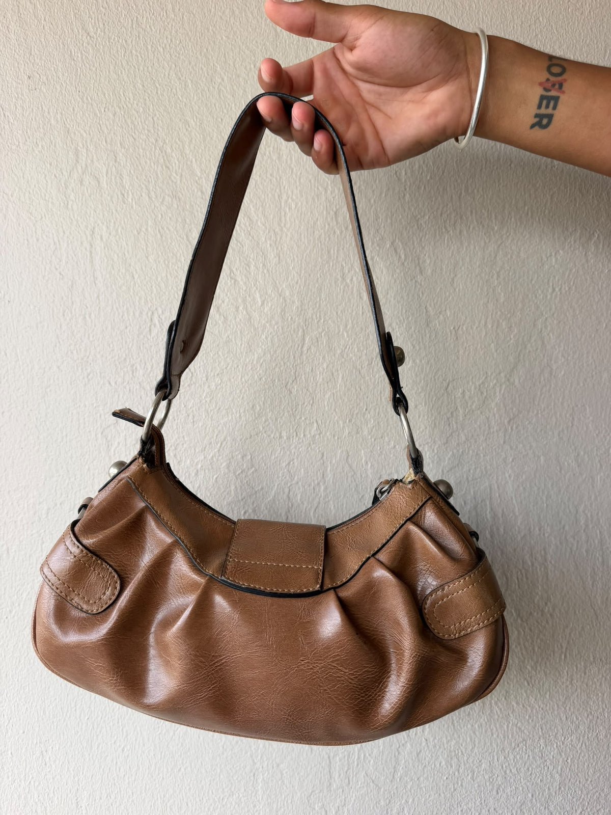 Brown Buckle Guess Shoulder Bag
