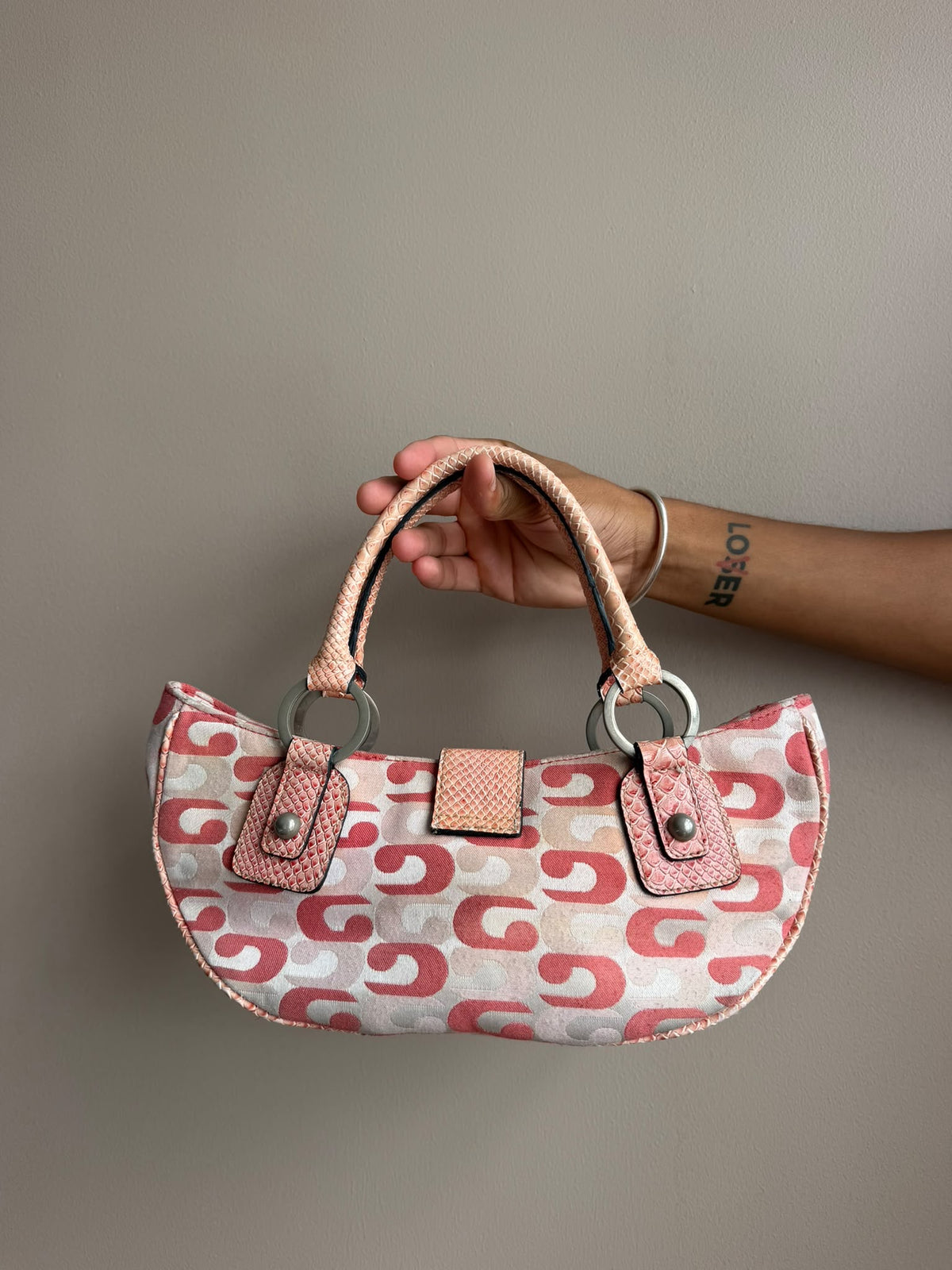 Pink Monogram Guess Handbag
