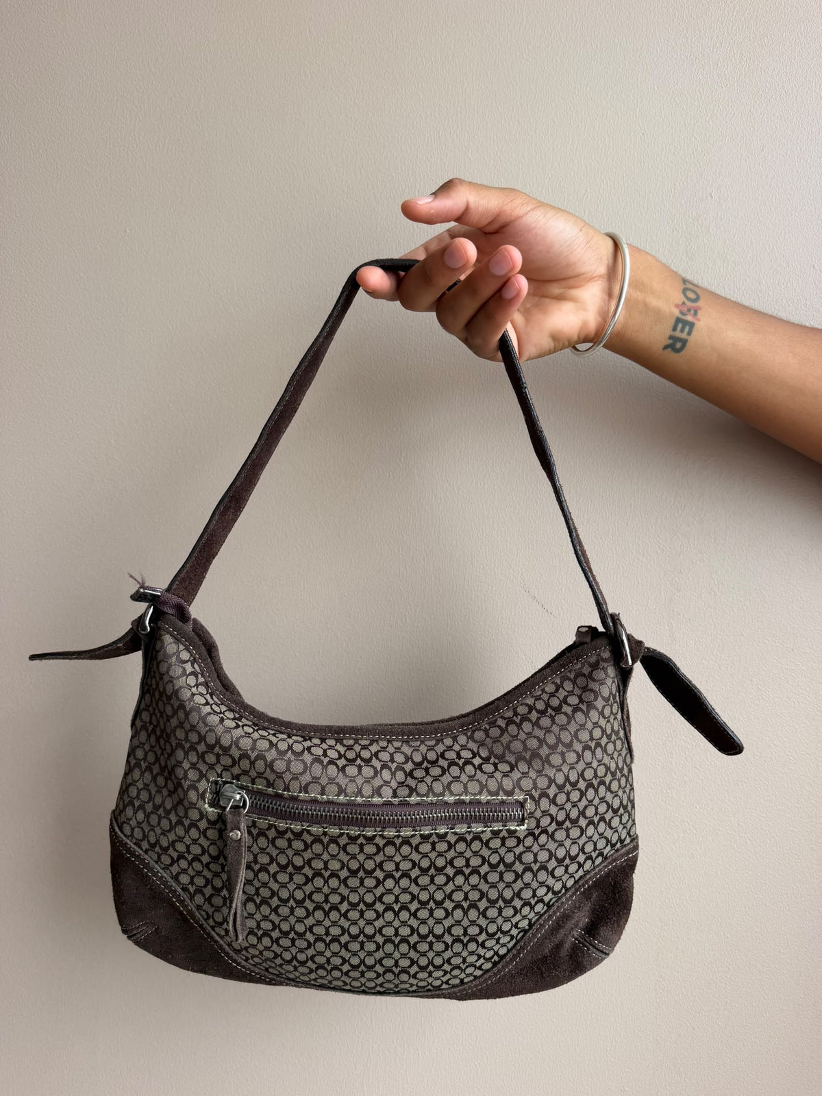 Brown Mini Signature Coach Shoulder Bag