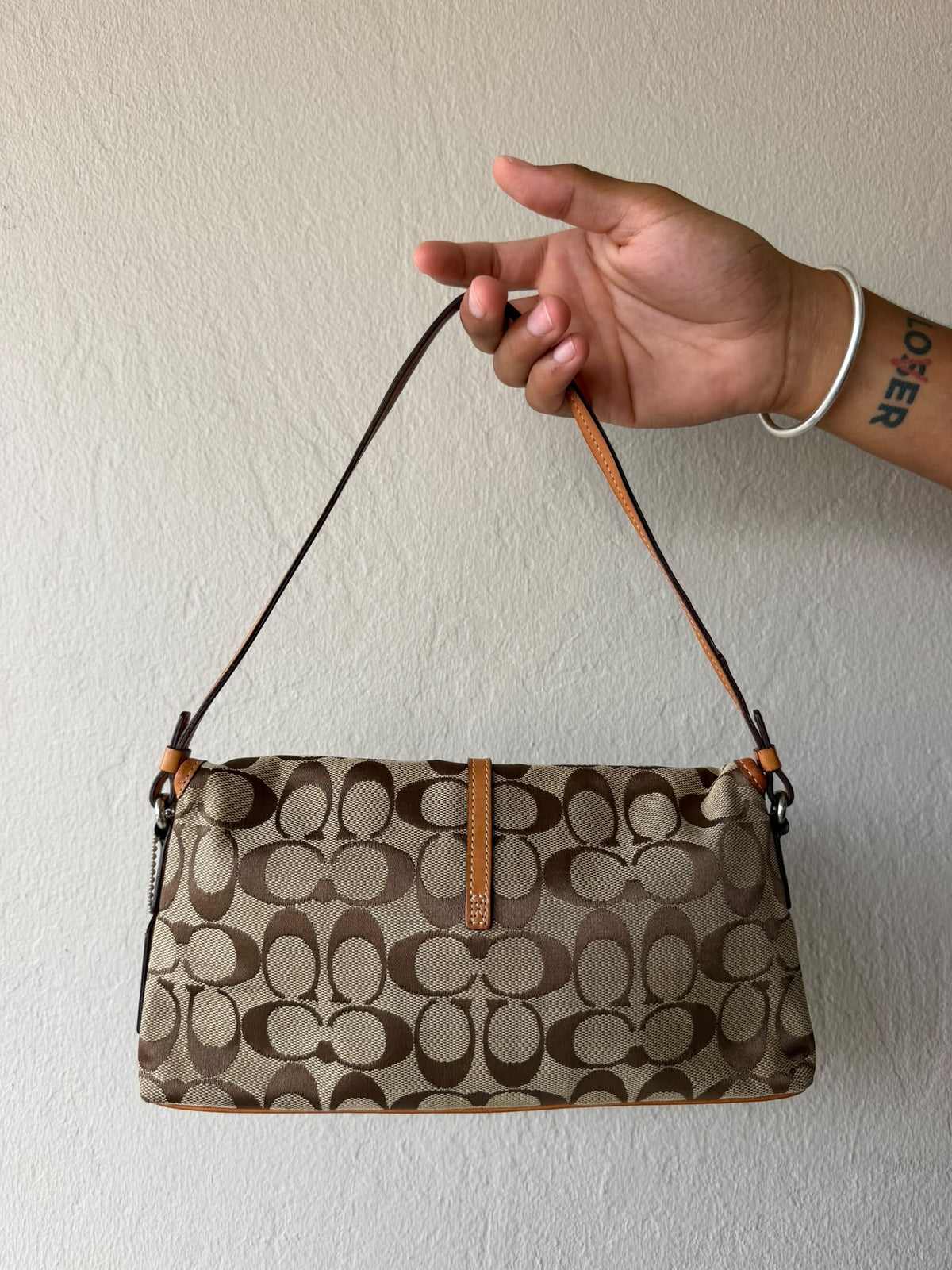 Tan Trim Signature Coach Flap Bag