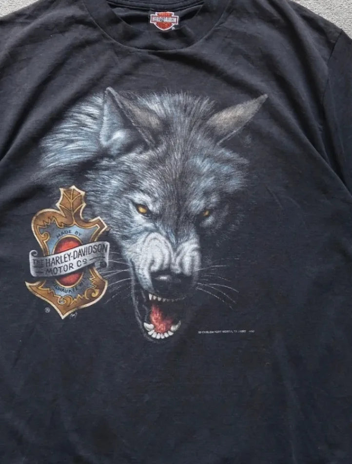 Black Harley-davidson 3D Emblem, New Jersey T-shirt - L