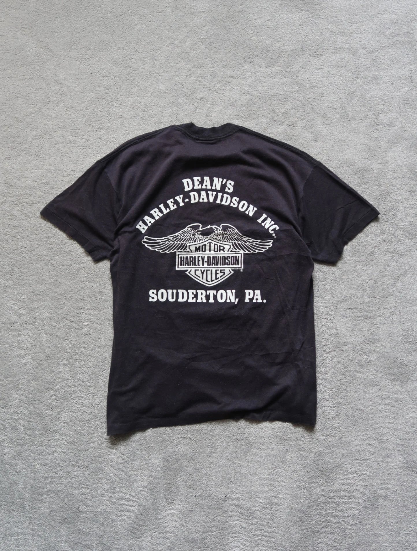 Black Harley-davidson 1988 U.S. Steel T-shirt - L