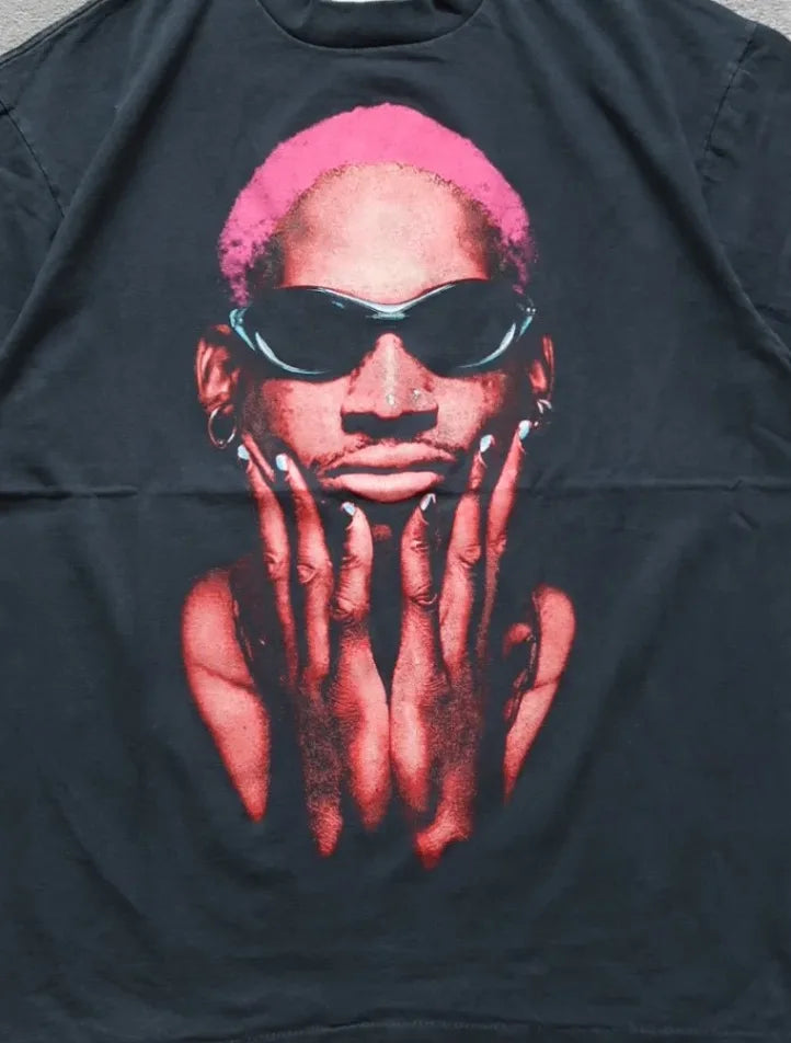 Black Graphic Dennis Rodman Not Of This World T-shirt - L